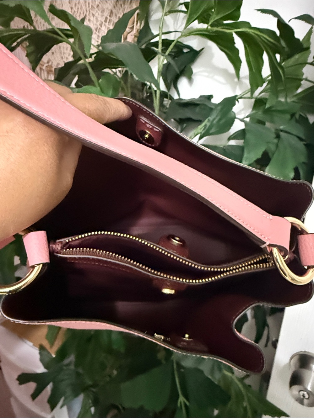 Coach Pink Pebbled Leather Shoulder Bag with Gold Hardware - Picture 6 of 9